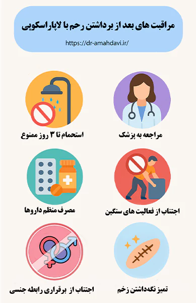 مراقبت های بعد از برداشتن رحم با لاپاراسکوپی